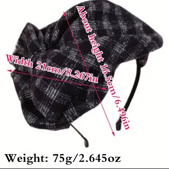 Elegant Black Checkered Women's Hat headband - Picture 3 of 3